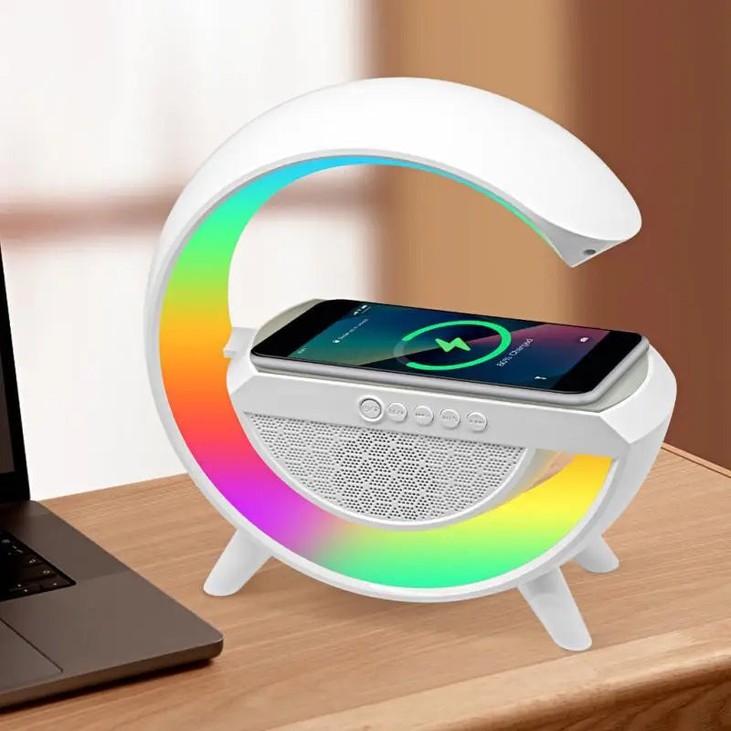 Caixa de Som G-Speaker com Carregador Sem Fio, Bluetooth e Iluminação RGB