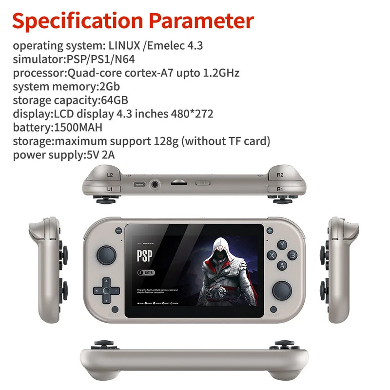 M17 Console de Videogame Retro portátil, sistema linux de código aberto,   tela de 4,3 ", 64g, 128g