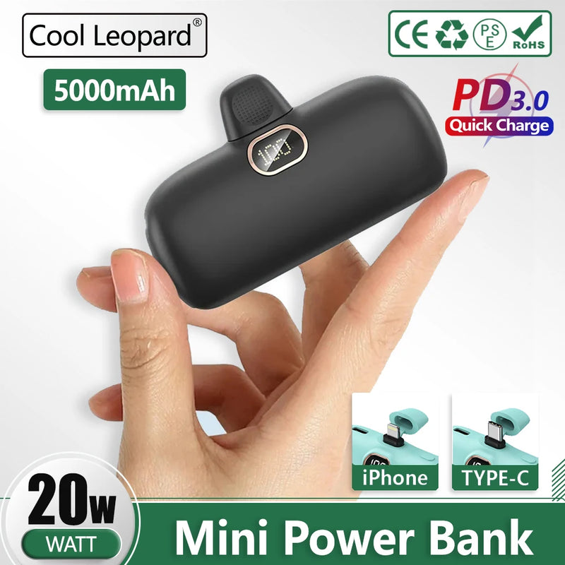 1 ou 2 peças Mini carregador de bolso  5000mAh Tamanho pequeno e grande poder