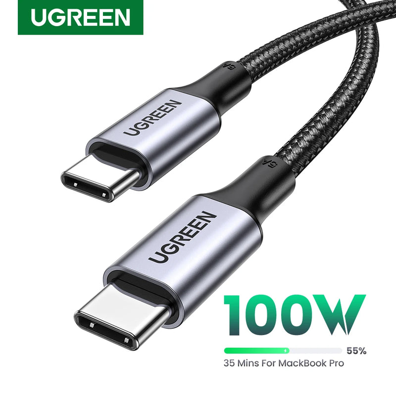 UGREEN Cabo de carregamento rápido USB Tipo C para USB C Cabo para Macbook, iPad, Samsung, Xiaomi