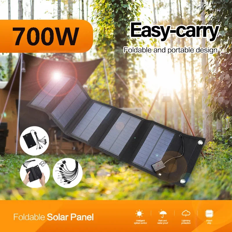 700W Painel Solar Dobrável USB Impermeável Carregamento Solar de Emergência