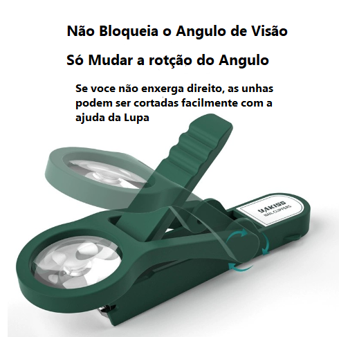 Cortador de Unhas de Aço Inoxidável Anti-Respingos com Lupa de Precisão