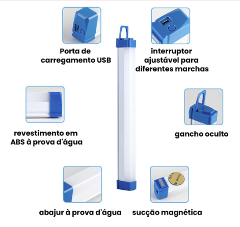 Lâmpada noturna LED sem fio Tubo suporte Magnético USB recarregável Portátil